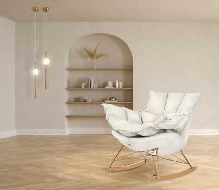 Fotoliu Swing Velvet 98x95x89 cm, Metal Bej - King Home [7]
