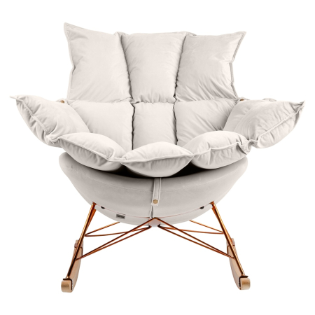 Fotoliu Swing Velvet 98x95x89 cm, Metal Bej - King Home [3]