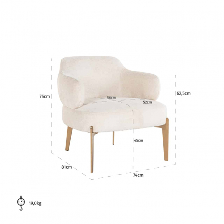 Fotoliu Venus chenille alb (Bergen 900 chenille alb), S4558 WHITE CHENILLE - Richmond Interiors [4]