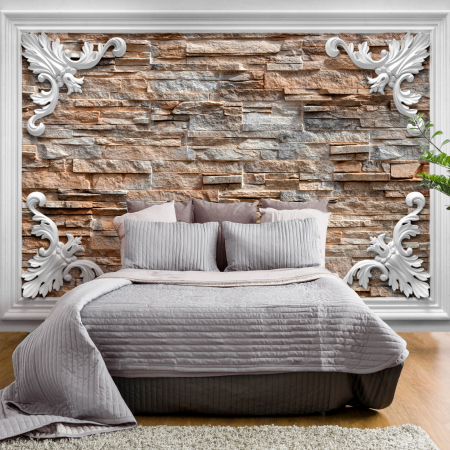 Lichidare stoc - Fototapet - Brick in the Frame (Brown)