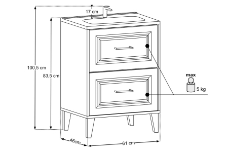 Furniture set 60cm with a cabin basin GO and a washbasin tap Dorothy Ristretto SET-DOR 60CM GO NB COMAD [2]