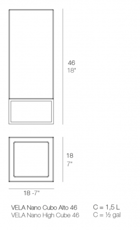 Ghiveci de flori pentru masa LED Vela High Nano 18x18x46 cm cu picioare metalice, 54040A - Vondom [1]