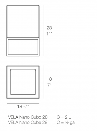 Ghiveci de flori pentru masa LED Vela Nano 18x18x28 cm cu picioare metalice, 54043A - Vondom [1]