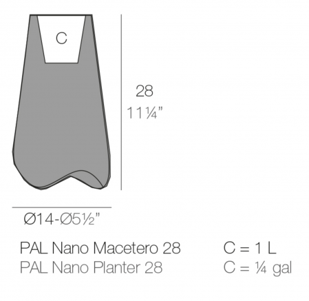 Ghiveci decorativ de masa cu iluminare LED Pal Ø14x28 cm, 51015A - Vondom [1]