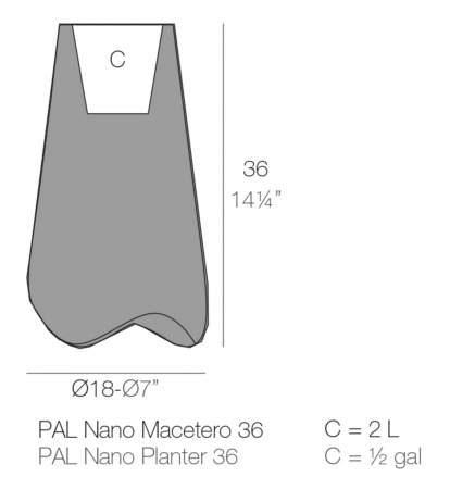 Ghiveci decorativ de masa cu iluminare LED Pal Ø18x46 cm, 51016A - Vondom [1]