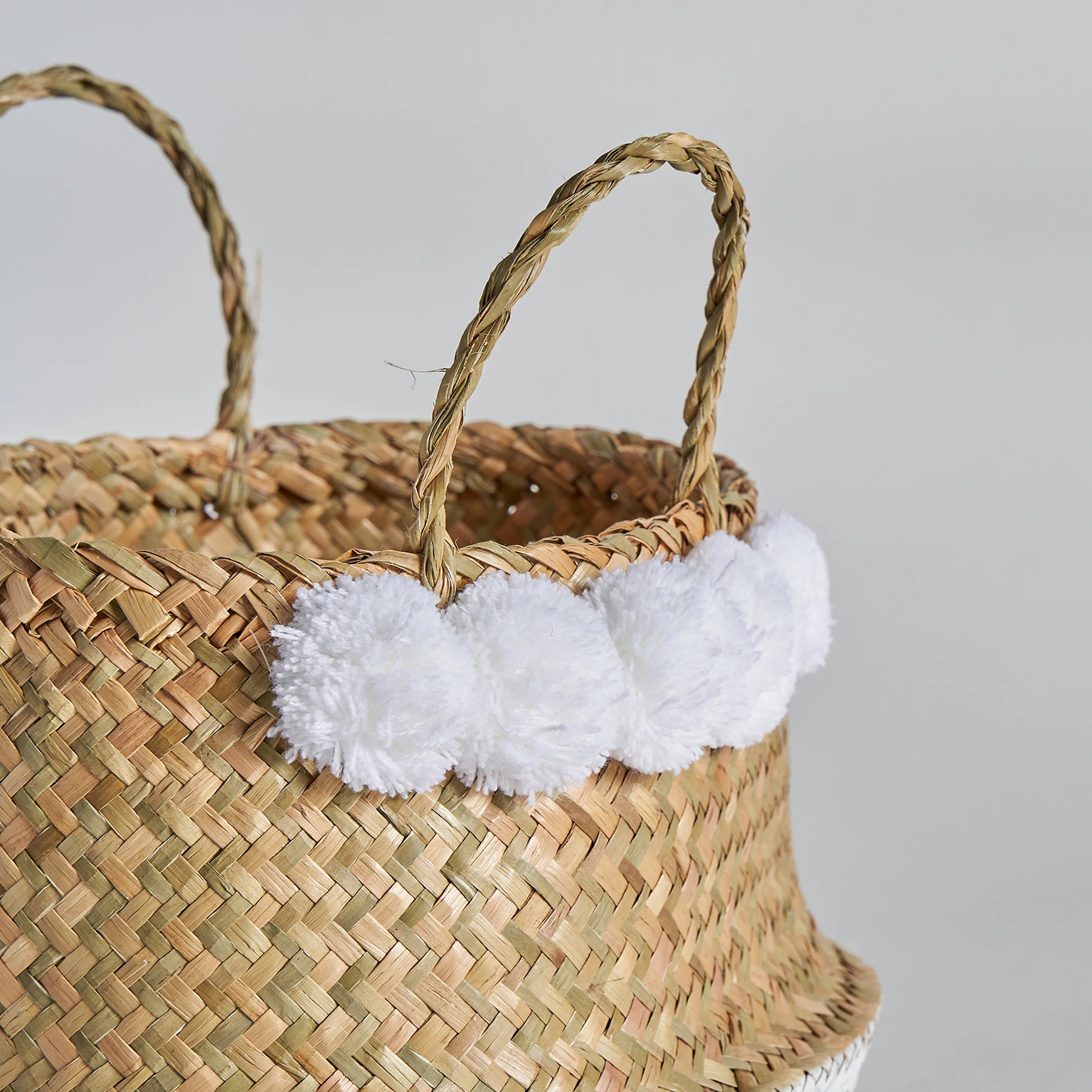 Ghiveci Decorativ din Rattan si Bumbac, Maro/Alb, 42x42x42 cm, Stil Vintage - VicalHome 23913 [6]