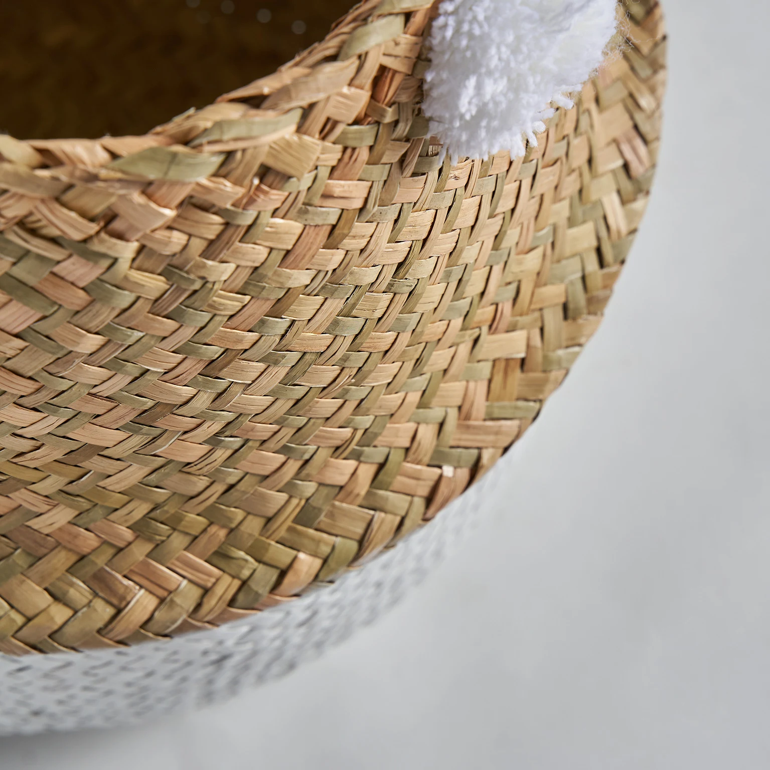 Ghiveci Decorativ din Rattan si Bumbac, Maro/Alb, 42x42x42 cm, Stil Vintage - VicalHome 23913 [3]