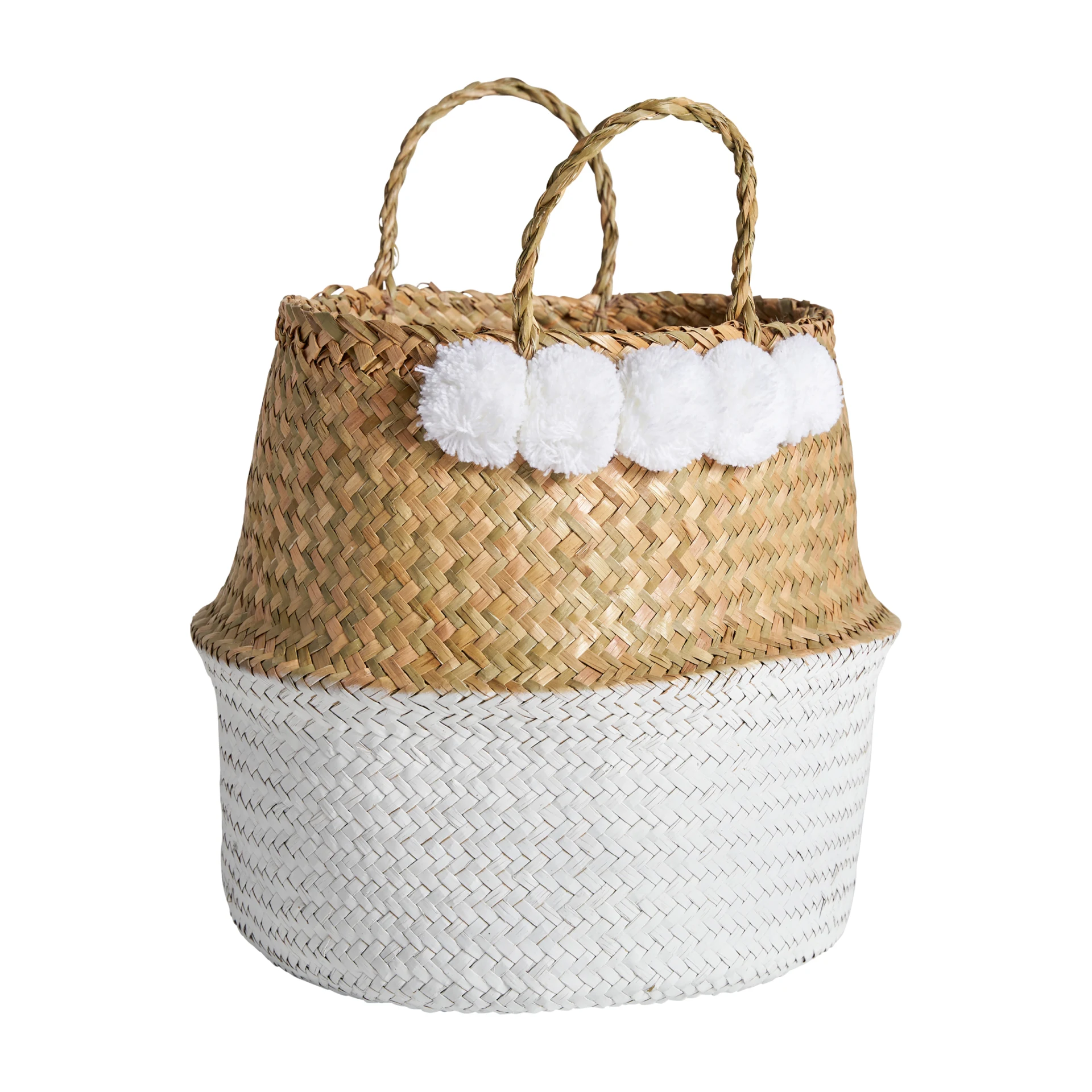 Ghiveci Decorativ din Rattan si Bumbac, Maro/Alb, 42x42x42 cm, Stil Vintage - VicalHome 23913 [2]
