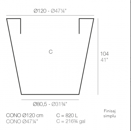 Ghiveci decorativ gradina conic Cone Ø120x104 cm cu iluminare LED, culoare personalizabila, 40612 - Vondom [1]