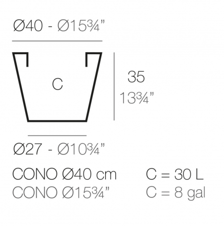 Ghiveci decorativ gradina conic Cone Ø40x35 cm, culoare personalizabila, 40640 - Vondom [1]