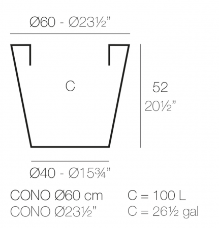 Ghiveci decorativ gradina conic Cone Ø60x52 cm, culoare personalizabila, 40660 - Vondom [1]