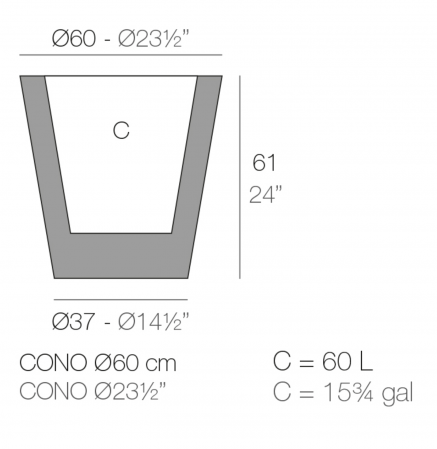 Ghiveci decorativ gradina conic Cone Ø60x60 cm cu iluminare LED, culoare personalizabila, 40660A - Vondom [1]