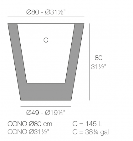 Ghiveci decorativ gradina conic Cone Ø80x80 cm cu iluminare LED, culoare personalizabila, 40680A - Vondom [1]