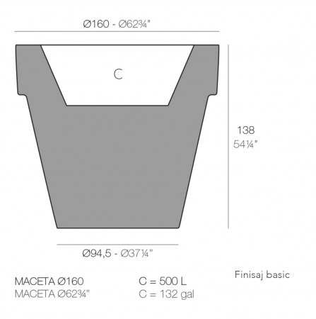 Ghiveci decorativ gradina LED Planter Ø160x138 cm, culoare personalizabila, 40116 - Vondom [2]