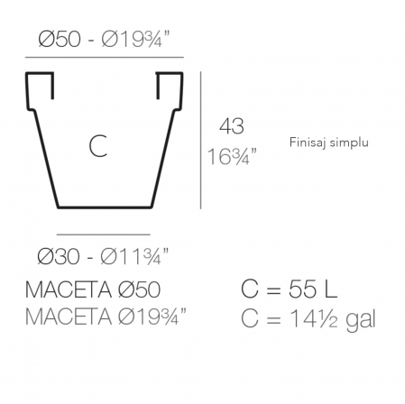 Ghiveci decorativ gradina LED Planter Ø50x43 cm, culoare personalizabila, 40150 - Vondom [1]