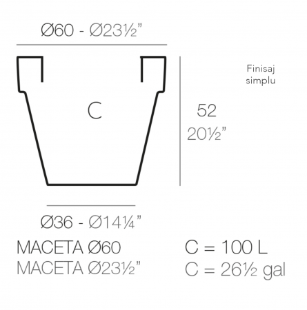 Ghiveci decorativ gradina LED Planter Ø60x53 cm, culoare personalizabila, 40160 - Vondom [1]