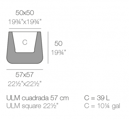 Ghiveci decorativ gradina patrat Ulm Square 57x57x50 cm cu iluminare LED RGBW, 42203A - Vondom [1]