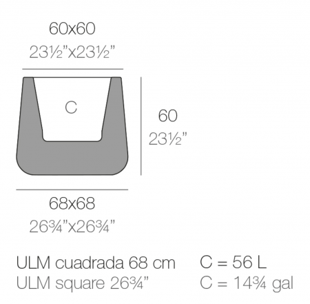 Ghiveci decorativ gradina patrat Ulm Square 68x68x60 cm cu iluminare LED RGBW, 42204A - Vondom [1]