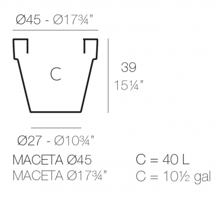 Ghiveci decorativ gradina Planter Ø45x39 cm, culoare personalizabila, 40145 - Vondom [1]