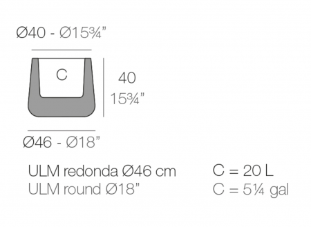 Ghiveci decorativ gradina Ulm Round Ø45x40 cm cu iluminare LED RGBW, 42207A - Vondom [1]