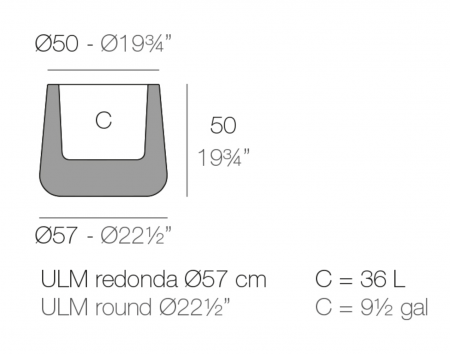 Ghiveci decorativ gradina Ulm Round Ø57x50 cm cu iluminare LED RGBW, 42208A - Vondom [1]