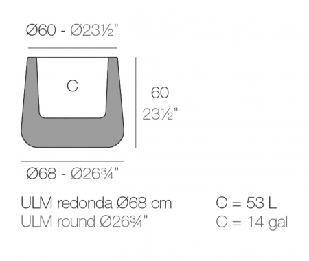 Ghiveci decorativ gradina Ulm Round Ø68x60 cm cu iluminare LED RGBW, 42209A - Vondom [1]
