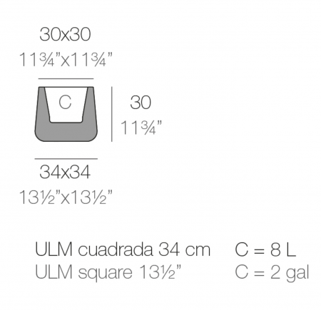 Ghiveci decorativ gradina Ulm Square 34x34x30 cm cu iluminare LED RGBW, 42201A - Vondom [1]