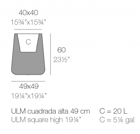 Ghiveci decorativ inalt patrat Ulm High Square 49x49x60 cm cu iluminare LED RGBW, 42211A - Vondom [1]