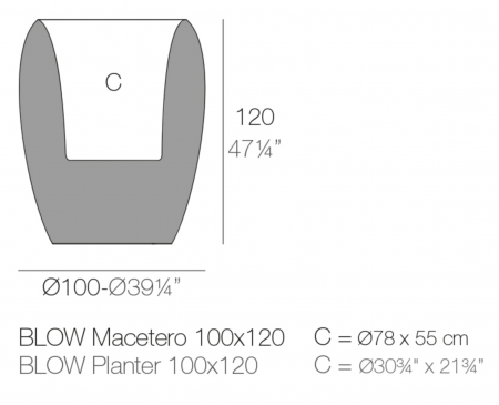 Ghiveci decorativ LED RGBW cu control smart Blow 100x100x120 cm, design modern, 55020A - Vondom [1]