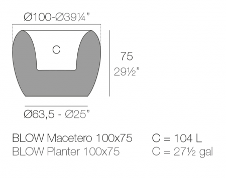 Ghiveci decorativ LED RGBW cu control smart Blow 100x100x75 cm, design modern, 55021A - Vondom [1]
