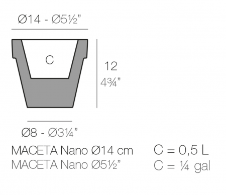 Ghiveci decorativ masa LED Planter Ø14x12 cm, culoare personalizabila, 40114A - Vondom [1]