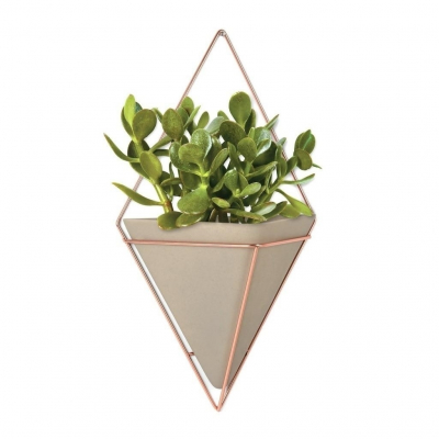 Ghiveci flori ceramic Mauro de perete in forma de triunghi cu suport metalic auriu/cupru, diverse culori, 470752-1137 - King [8]