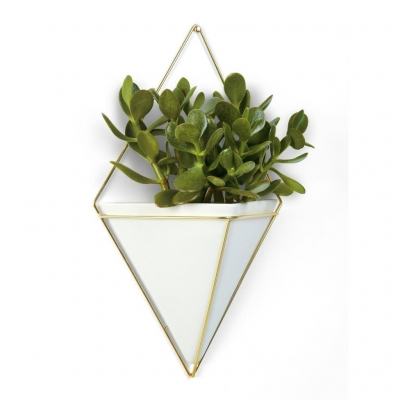 Ghiveci flori ceramic Mauro de perete in forma de triunghi cu suport metalic auriu/cupru, diverse culori, 470752-1137 - King [5]