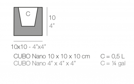 Ghiveci flori de masa forma cub LED Cubo Nano 10x10x10 cm, 41310A - Vondom [1]