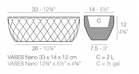 Ghiveci flori de masa Vases Nano 14x33x12 cm cu iluminare LED, forme geometrice, 47033A - Vondom [6]