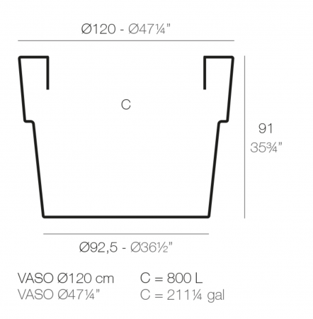 Ghiveci flori decorativ rotund Vaso Ø120x91 cm, culoare personalizabila, 40212 - Vondom [1]