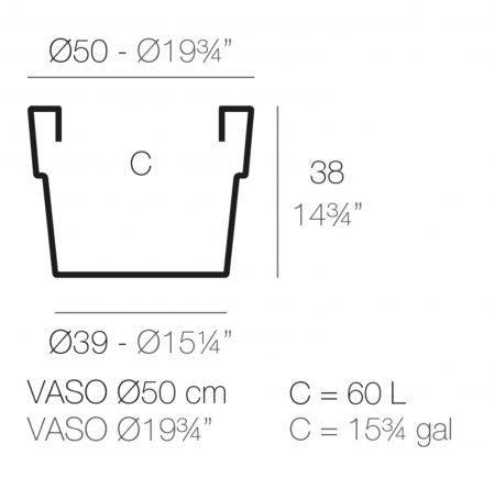 Ghiveci flori decorativ rotund Vaso Ø50x38 cm, culoare personalizabila, 40250 - Vondom [1]