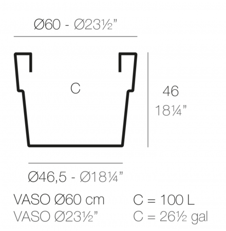Ghiveci flori decorativ rotund Vaso Ø60x46 cm, culoare personalizabila, 40260 - Vondom [1]