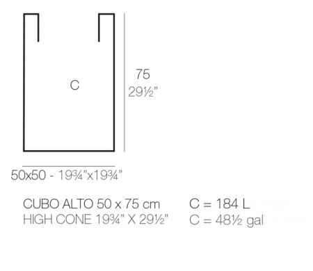 Ghiveci flori gradina forma cub inalt Cube High 50x50x75 cm, 41450 - Vondom [1]