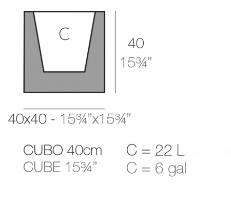 Ghiveci flori gradina forma cub LED Cube 40x40x40 cm, 41340A - Vondom [1]