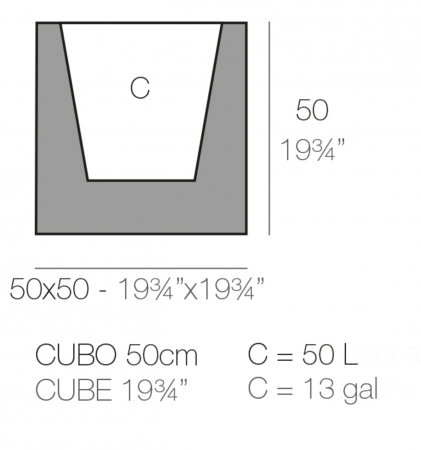 Ghiveci flori gradina forma cub LED Cube 50x50x50 cm, 41350A - Vondom [1]