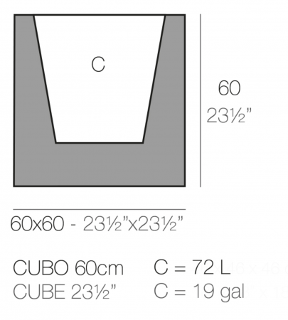 Ghiveci flori gradina forma cub LED Cube 60x60x60 cm, 41360A - Vondom [1]