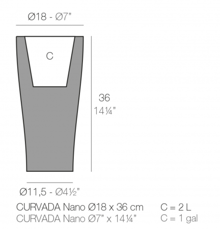 Ghiveci flori inalt LED Curved Ø18x36 cm design modern, 42118A - Vondom [1]