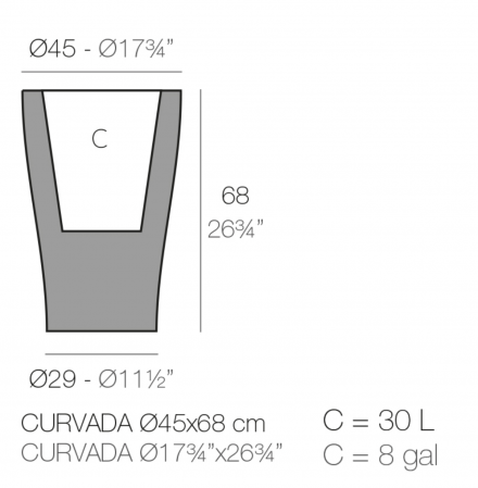 Ghiveci flori inalt LED Curved Ø45x68 cm design modern, control smart optional, 42145A - Vondom [1]