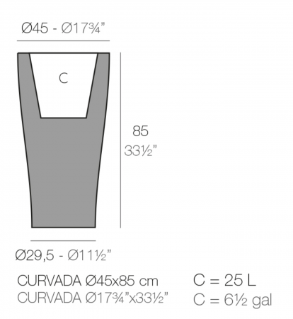 Ghiveci flori inalt LED Curved Ø45x85 cm design modern, control smart optional, 42146A - Vondom [1]