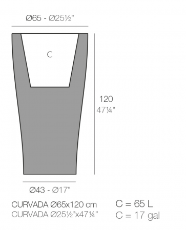 Ghiveci flori inalt LED Curved Ø65x120 cm design modern, control smart optional, 42165A - Vondom [1]