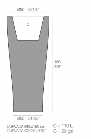Ghiveci flori inalt LED Curved Ø80x180 cm design modern, control smart optional, 42180A - Vondom [1]