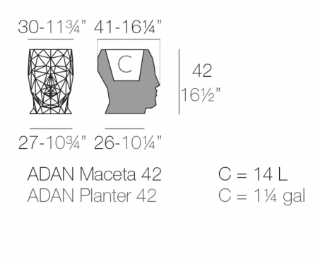 Ghiveci flori LED Adan Planter 30x41x42 cm, forma sculptura fata geometrica, 49064A - Vondom [6]