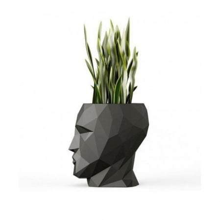 Ghivece/jardiniere gradina simple & cu iluminare LED - Ghiveci flori LED Adan Planter 30x41x42 cm, forma sculptura fata geometrica, 49064A - Vondom