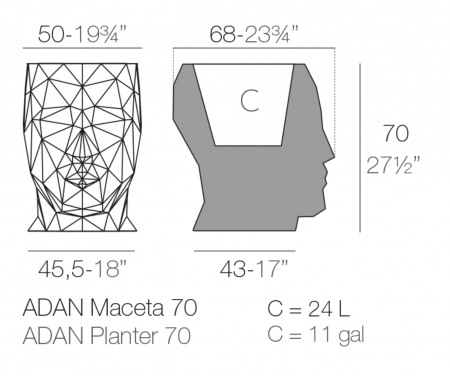 Ghiveci flori LED Adan Planter 49x68x70 cm, forma sculptura fata geometrica, 49060A - Vondom [3]